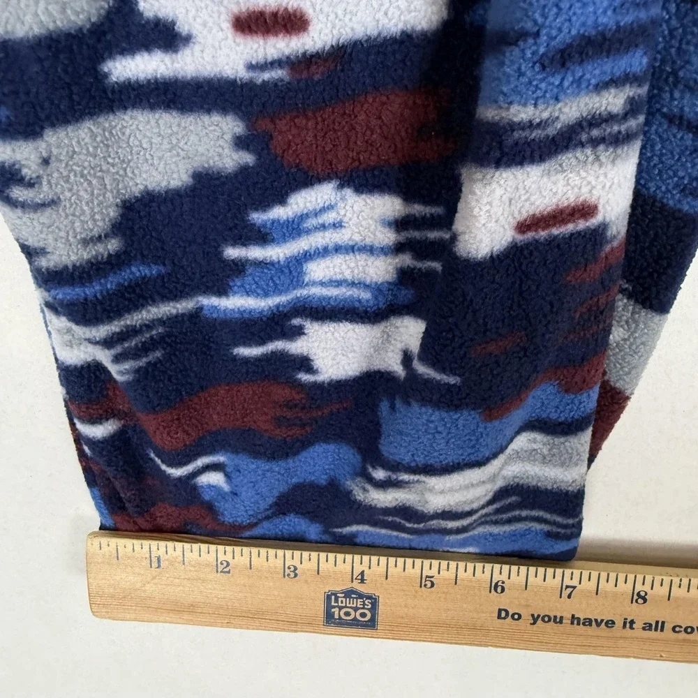 Eddie Bauer Pijama Pants Kids 10-12 Blue Fleece Camo Elastic Waist Winter Lounge